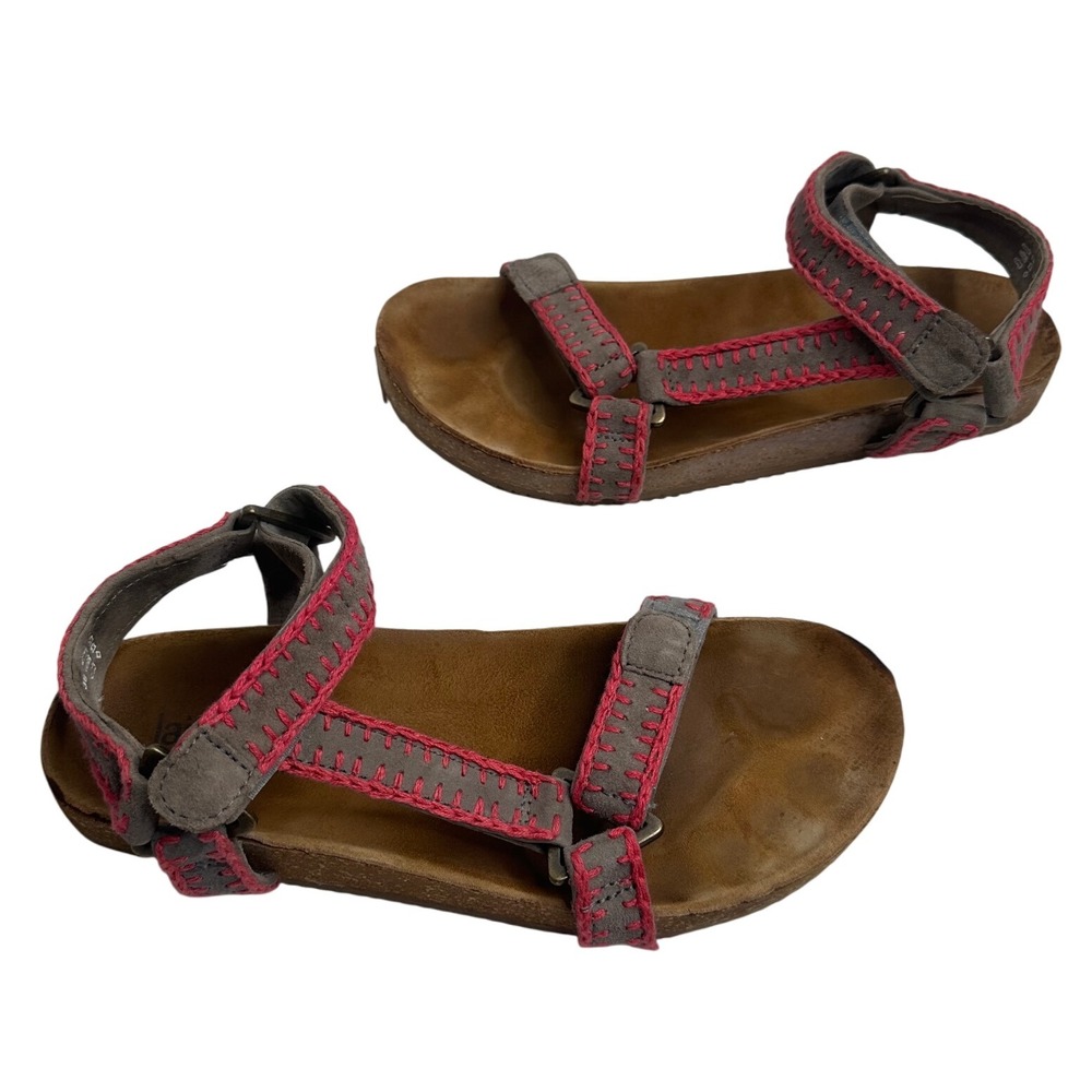 Laidback London Kemle Sandal Pink Embroidered Taupe Leather Sport‎ Strap Boho 38